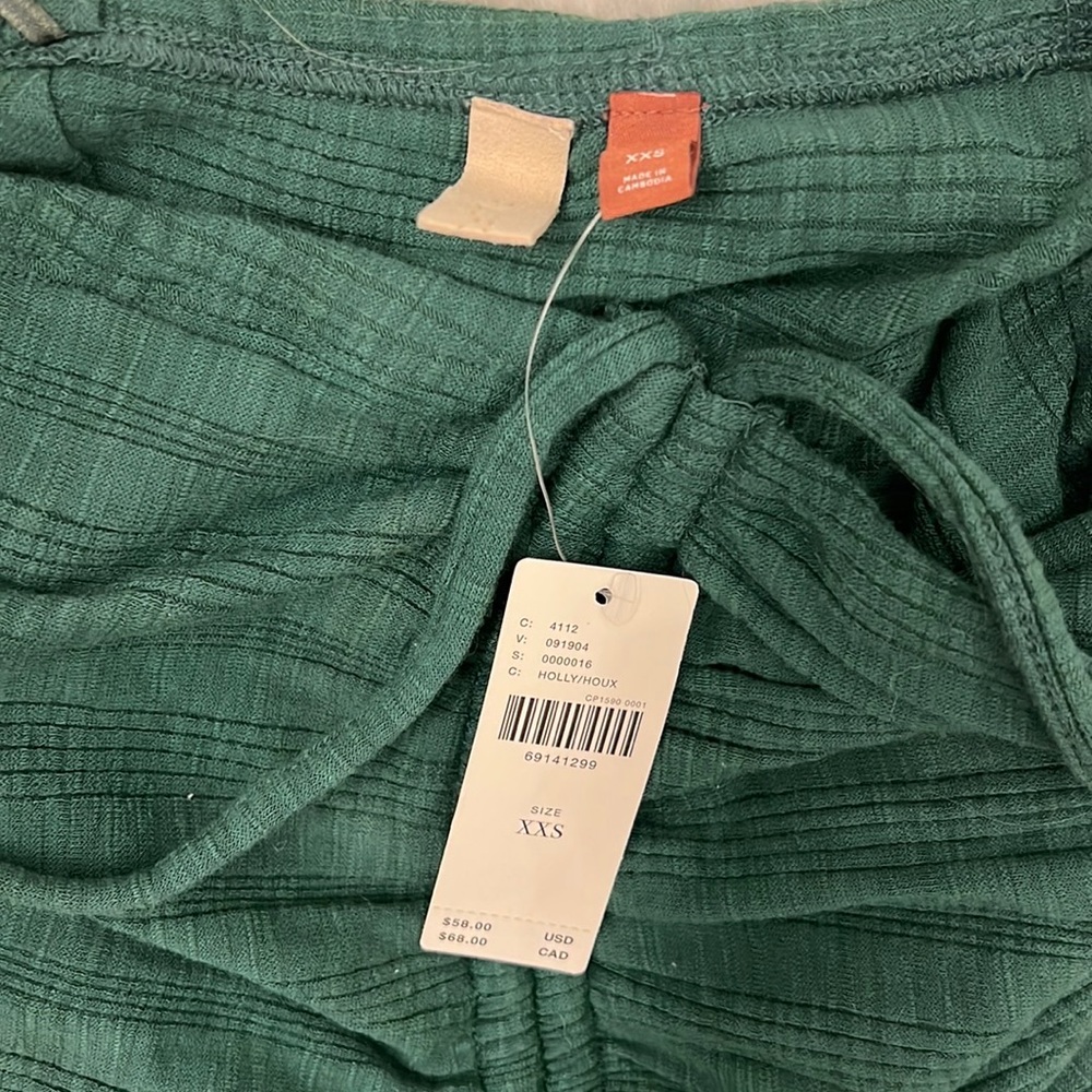 NWT Anthropologie Pilcro Ruched Ribbed Halter Top - Green - size XXS - Picture 11 of 14